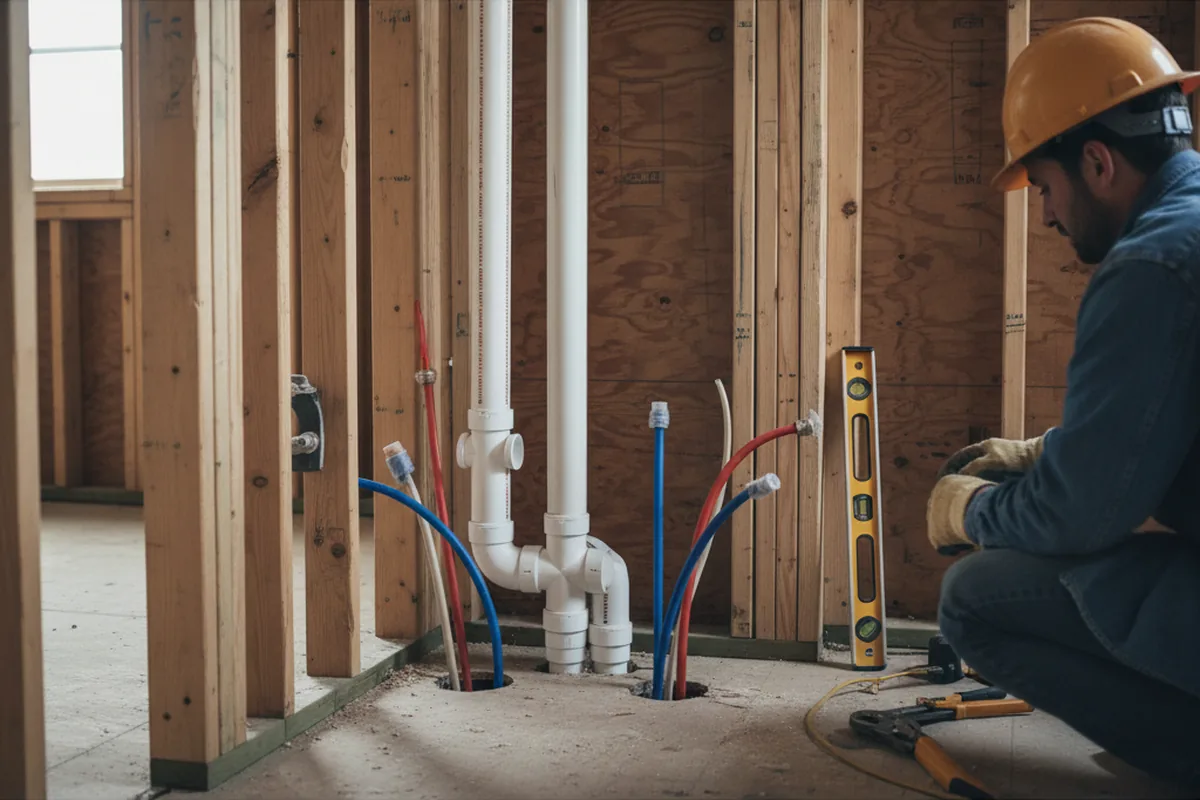 Drain and supply rough-in during Drain Cleaning in Wichita