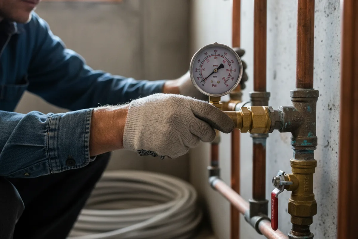 Pressure testing a repaired line during Water Line Repair in Wichita
